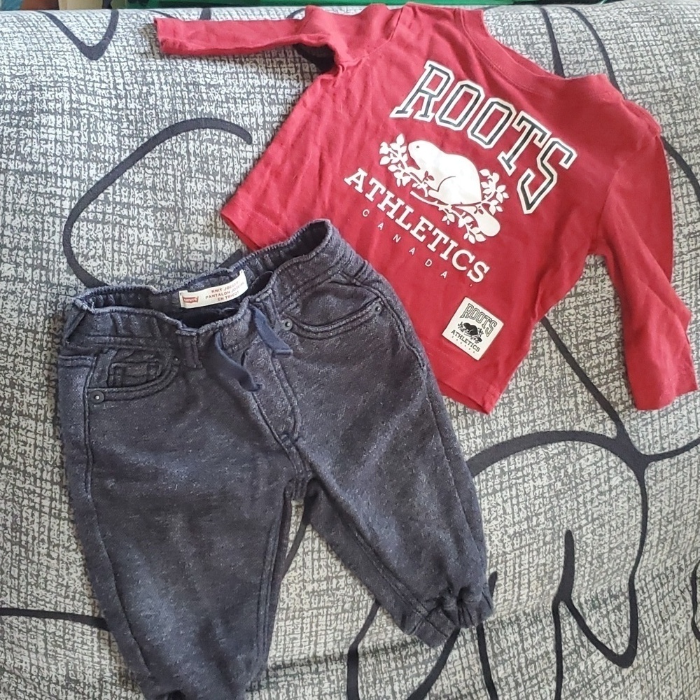 Levi joggers roots top size 12 months and 3 to 6 months